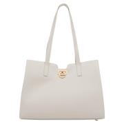 Dames Licht Beige Leren Shopper Tas met Gouden Hardware Er00115798 Est...