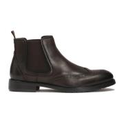 Bruine leren pantoffels met rozetversiering Kazar , Brown , Heren