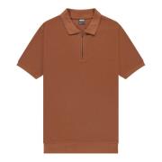 Polo shirt met rits en korte mouwen Kultivate , Brown , Heren