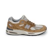 Bruine Sportieve Sneakers met Veters New Balance , Brown , Heren