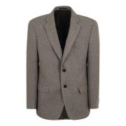 Melange Wolblend Blazer voor Mannen Emporio Armani , Beige , Heren