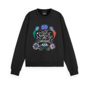 Geborduurd Regular Fit Sweatshirt Scotch & Soda , Black , Dames