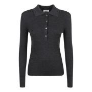 Grijze Wol Slim-Fit Poloshirt P.a.r.o.s.h. , Gray , Dames