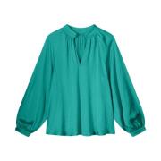 Zijdezachte hoge hals top Summum Woman , Green , Dames