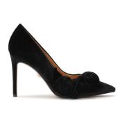 Zwarte avond stiletto's met bloemen Kazar , Black , Dames