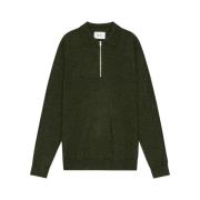 Zachte Wol Zip Polo Sweater Nn07 , Green , Heren