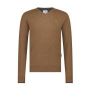 V-Neck Pullover Plai State of Art , Brown , Heren