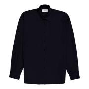 Oversized zwart klassiek shirt met logoknoop Laneus , Black , Dames