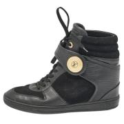 Pre-owned Leather sneakers Louis Vuitton Vintage , Black , Dames