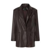 Bruine Faux Leren Blazer Pinko , Brown , Dames