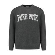 Oversized Gebreide Crewneck Pullover Pure Path , Gray , Heren