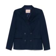 Blauwe Blazer met Pinstripe Patroon Twinset , Blue , Dames