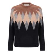 Argyle Cashmere en Zijden Crewneck Laneus , Multicolor , Heren