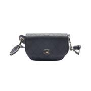 Pre-owned Leather chanel-bags Chanel Vintage , Black , Dames