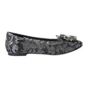 Kristalversierde Ballet Loafers in Grijs Dolce & Gabbana , Black , Dam...