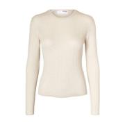 Gebreide O-Neck Pullover Selected Femme , Beige , Dames