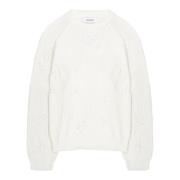 Witte crewneck sweater met vernietigd effect Laneus , White , Dames