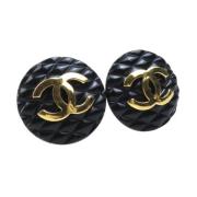 Pre-owned Plastic earrings Chanel Vintage , Black , Dames