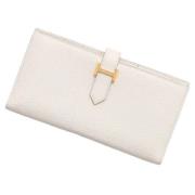 Pre-owned Leather wallets Hermès Vintage , White , Dames