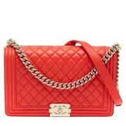 Pre-owned Leather chanel-bags Chanel Vintage , Red , Dames