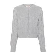 Grijze Cardigan met Monogramdetail Twinset , Gray , Dames