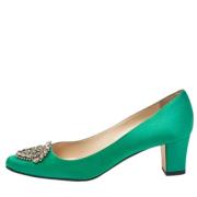 Pre-owned Satin heels Manolo Blahnik Pre-owned , Green , Dames