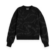 Jacquard Relaxte Pullover Sweater Scotch & Soda , Black , Dames