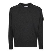 Geribbelde Crew Neck Trui Stone Island , Gray , Heren