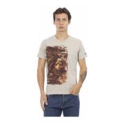 T-shirt met V-hals en print Trussardi , Multicolor , Heren