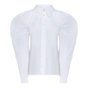 Witte Katoenen Overhemd met Strikdetail Nina Ricci , White , Dames