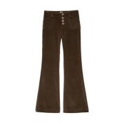 Khaki Velvet Flare Broek Ines De La Fressange Paris , Green , Dames