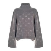 Zachte Gebreide Coltrui Sweater Linda Mole Hést , Gray , Dames