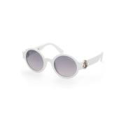 Elegante zonnebril met ronde glazen Moncler , White , Unisex