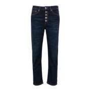 Indigo Blauwe Denim Tapered Leg Jeans Dondup , Blue , Dames