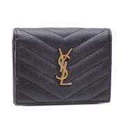 Pre-owned Leather wallets Yves Saint Laurent Vintage , Black , Dames