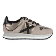 Sneakers van leer en stof met glitters Munich , Brown , Dames