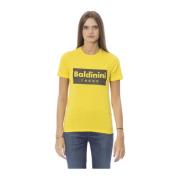 Ronde Hals Korte Mouw Trendy T-Shirt Baldinini , Yellow , Dames