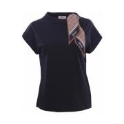 T-shirt met afneembare sjaal Herno , Blue , Dames