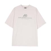 Logo Print T-shirt Licht Grijs Balenciaga , Gray , Heren