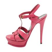 Pre-owned Leather sandals Yves Saint Laurent Vintage , Pink , Dames