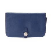 Pre-owned Leather wallets Hermès Vintage , Blue , Dames