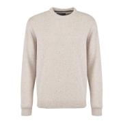 Beige Shetland Wol Ronde Hals Sweater Barbour , Beige , Heren