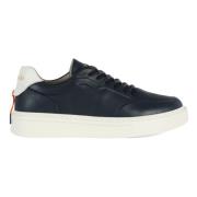 Leren Logo Sneakers Barracuda , Blue , Heren