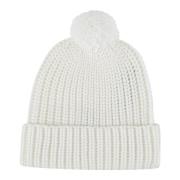 Witte Gebreide Pom Pom Beanie Hoed Dsquared2 , White , Dames