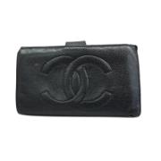 Pre-owned Leather wallets Chanel Vintage , Black , Dames