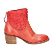 Vintage Leren Enkellaarzen voor Vrouwen Moma , Red , Dames