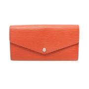 Pre-owned Leather wallets Louis Vuitton Vintage , Orange , Dames