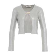 Zilveren Crop Gebreid Vest Akep , Gray , Dames