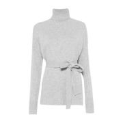 Grijze wol-kasjmier trui met riem Wild Cashmere , Gray , Dames