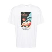 Witte Katoenen T-shirt met Multicolor Print Undercover , White , Heren